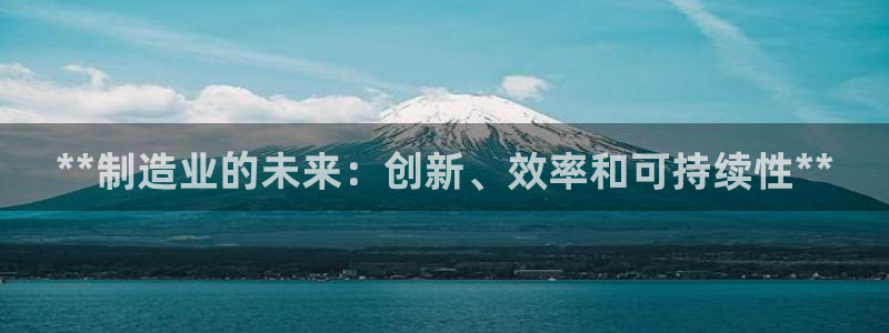 彩神8app官方下载：**制造业的未来：创新、效率和可持续性**