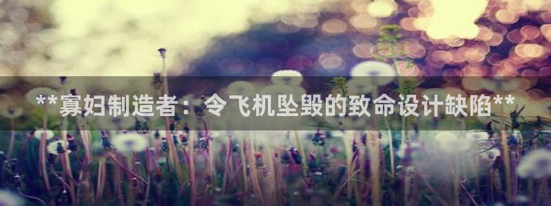 彩神大发是不是人为操作：**寡妇制造者：令飞机坠毁的致命设计缺陷**