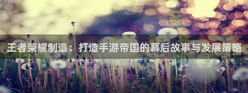 彩神vii购彩l心：王者荣耀制造：打造手游帝国的幕后故事与发