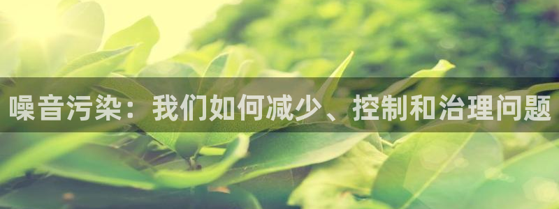 彩神争霸老平台：噪音污染：我们如何减少、控制和治理问题